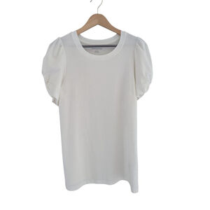 NWT Puffed Sleeve White Basic Neutral T-shirt Women's Size M
